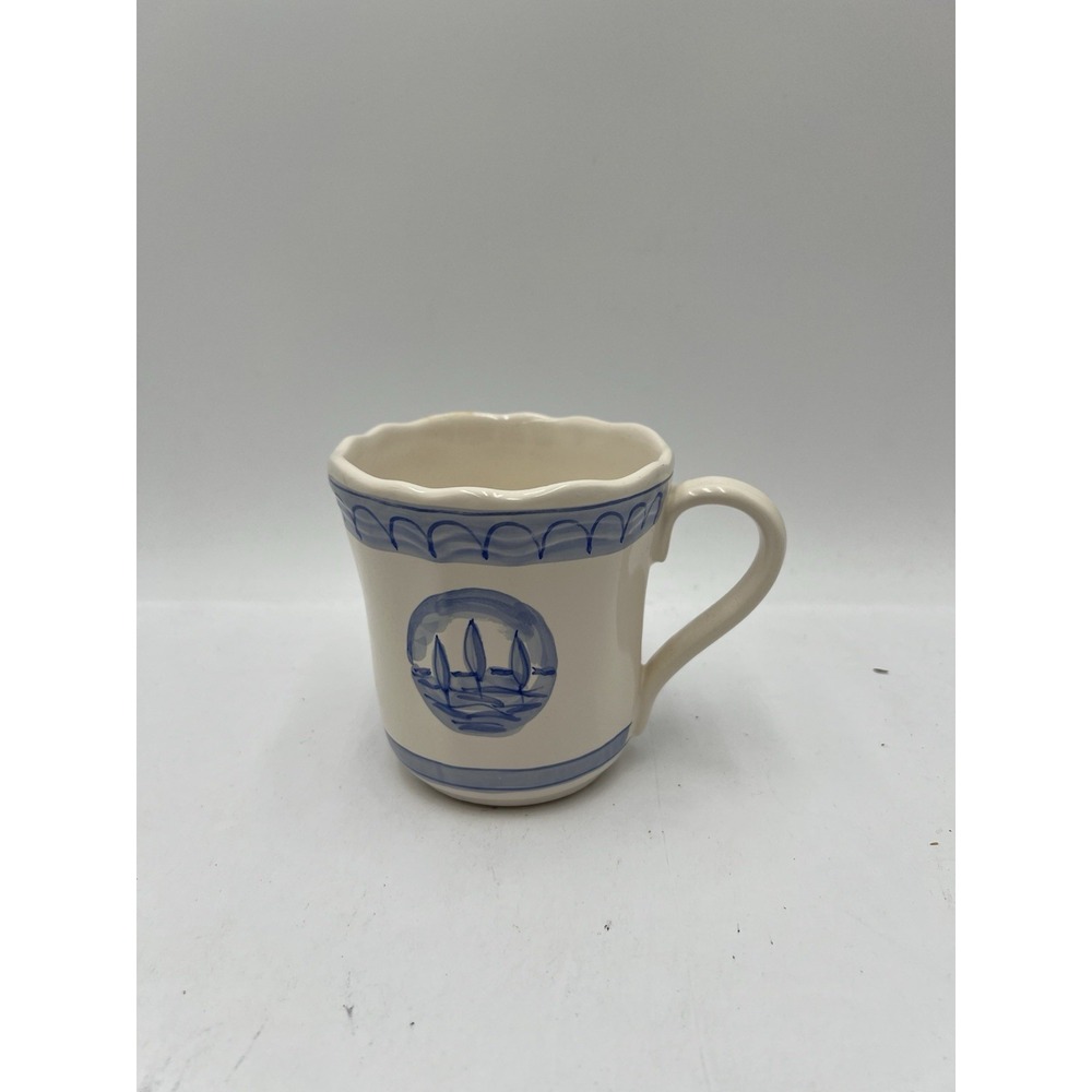 VIETRI Fiesole Italy Blue White Mugs Set of 6 Discontinued 2000-2002 VIEFIE